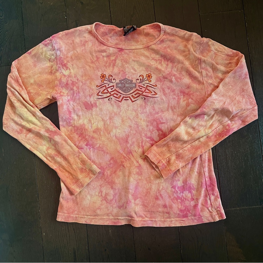 Tie-Dye Vintage Harley Davidson Long Sleeve